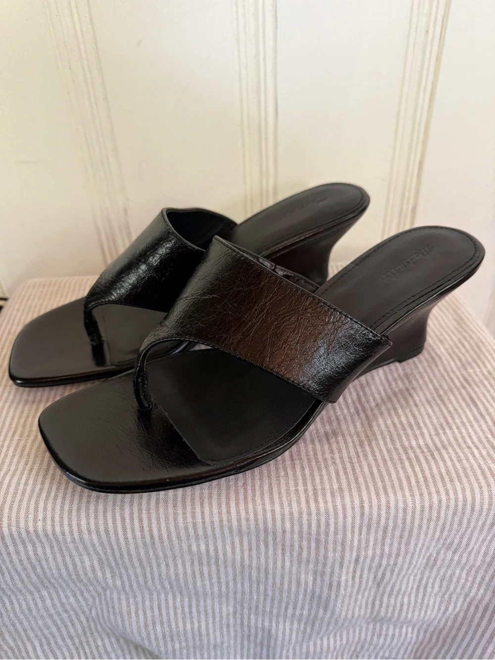 Madewell the Deanna Black Wedge Thong Sandal - Women's Casual Slide. New. 9.5